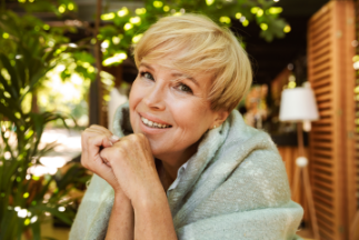 Close up of a smile with healthy looking gums and teeth