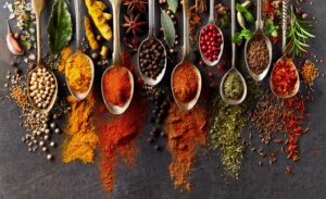 Assortment of cooking spices.